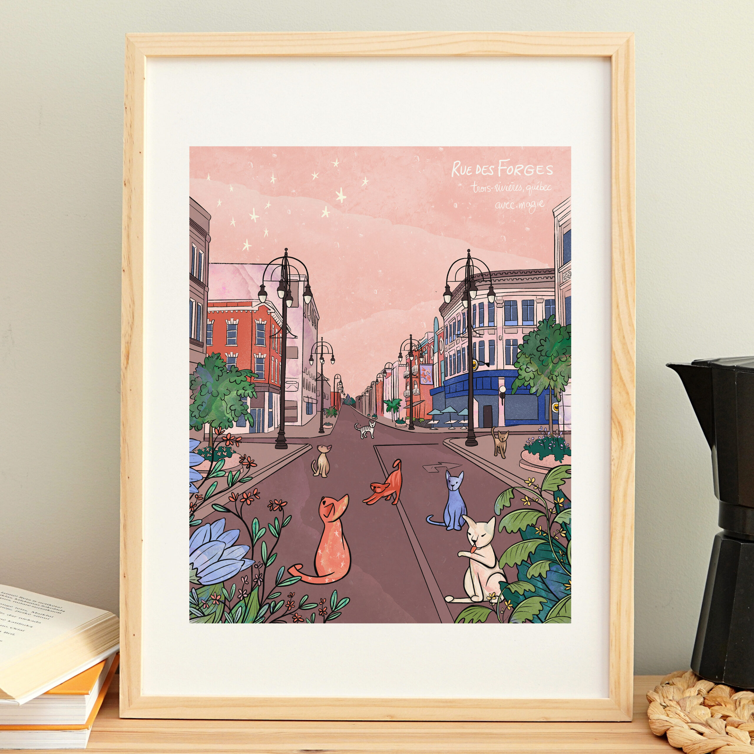 Rue des Forges (avec chats) - Illustration