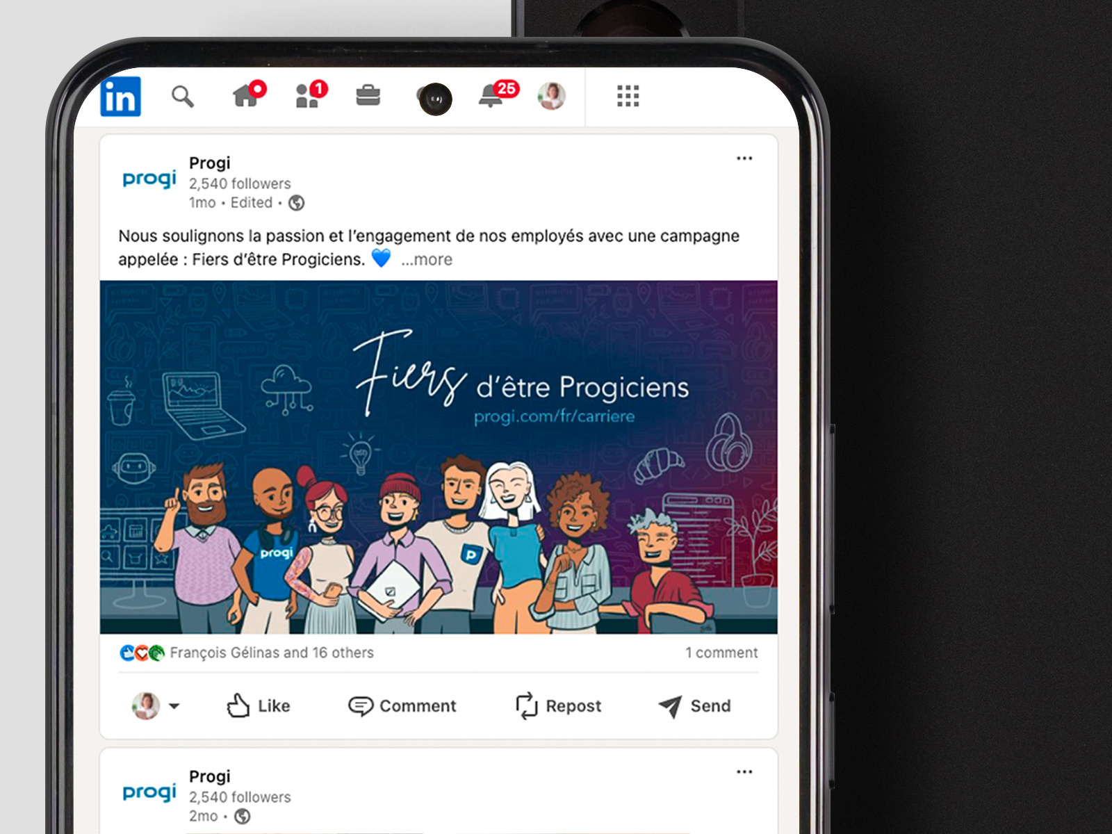 Visuel pour campagne RH "Fier d'être Progicien" de Progi